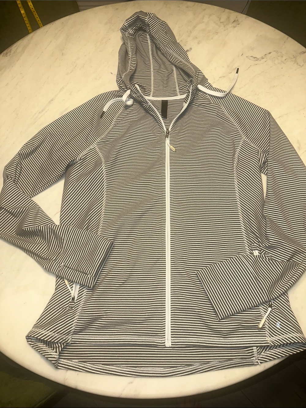Zyodan stripe  gray and white zip up jacket size XL